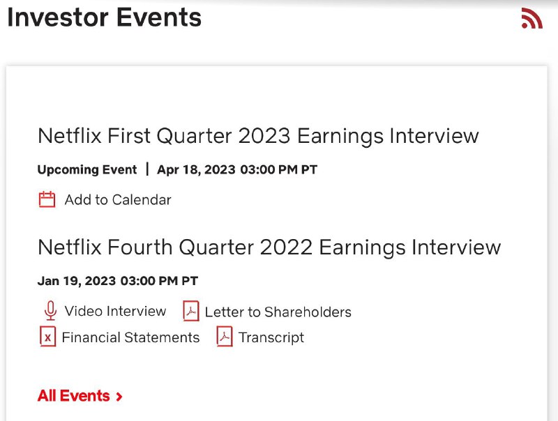 Netflix 2023 年度第一季度的财报将于 4 月 18 日发布