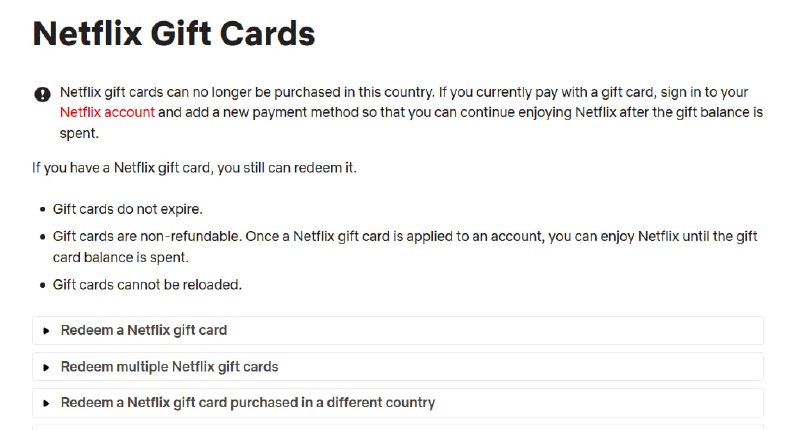 Netflix 不再销售土耳其地区的礼品卡该国家/地区已不再提供 Netflix 礼品卡购买服务