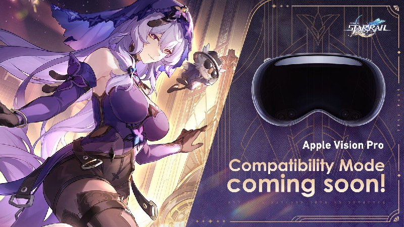 米哈游《崩坏：星穹铁道》游戏 2 月 6 日登陆 Apple Vision Pro米哈游在 X 上宣布，《崩坏：星穹铁道》 iOS app 将于 2 月 6 日登陆 Apple Vision Pro