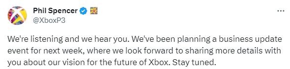 微软将于下周回应独占登录PS传闻，揭晓Xbox品牌未来变化详情随着 《星空》及《夺宝奇兵：古老之圈》或将登录 PS5 的传言逐渐发酵，微软 Xbox 负责人 Phil Spencer 于今日打破了沉默