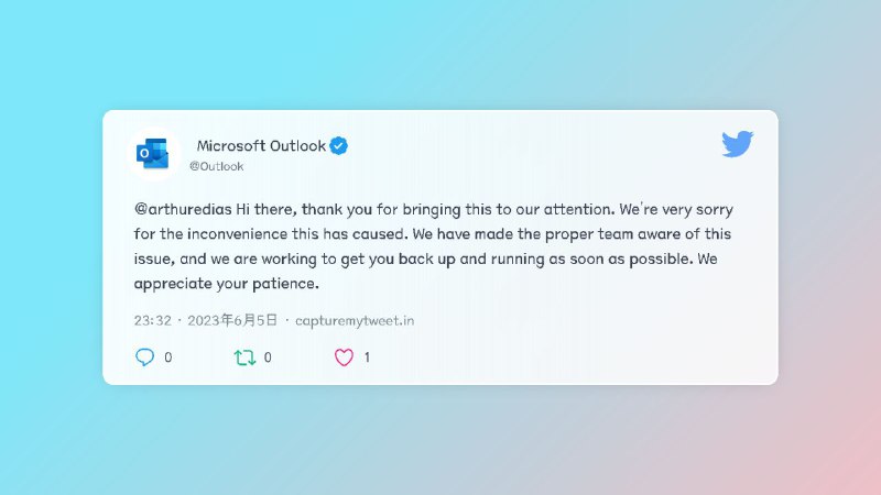 Outlook发生宕机，个人体验一个小时前已经不能正常使用via skoi🗒 标签: #Outlook #宕机📢 频道: @GodlyNews1🤖 投稿: @GodlyNewsBot