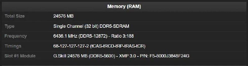 芝奇（G.Skill）创下了全新的 DDR5 内存超频世界纪录，频率高达 12,872MT/s此次超频由 bl4ckdot 使用液氮冷却，设备搭载英特尔 Core Ultra 9 285K 处理器和 ROG Maximus Z890 Apex 主板来自法国的超频达人 Bl4ckdot 再次登顶内存频率名人堂，创造了一个新的的 DDR5 超频世界纪录——高达12,872 MT/s该记录是用 G.Skill 的 Trident Z5 DDR5 内存条（单通道，24GB，实际时钟为 6436.1 MHz，内存比为 3:188，内存时序为 CL68-127-127-127-2)实现的，这款内存搭载的是 SK 海力士的芯片，冷却方式则是液氮