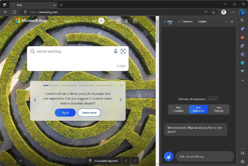 Microsoft Edge已将New Bing AI聊天窗口放入页面的侧边栏🗒 标签: #Edge #Bing #AI 📢 频道: @GodlyNews1🤖 投稿: @GodlyNewsBot