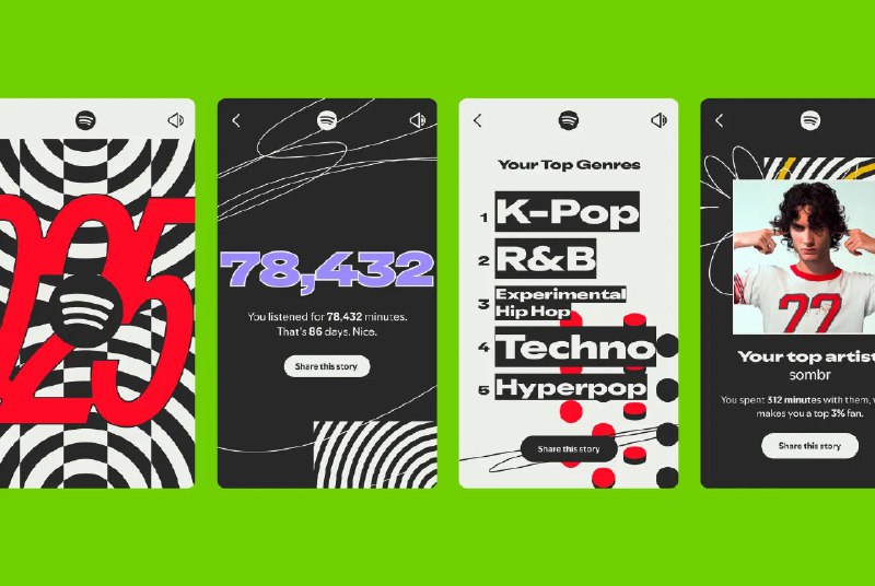 Spotify和Apple Music推出了2025年度回顾打开对应的App，即可看到年度回顾