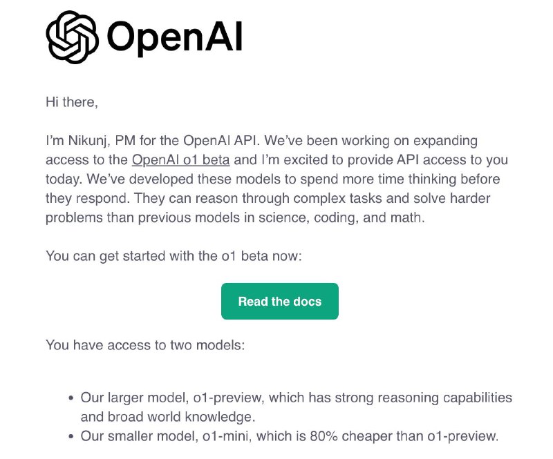 OpenAI API 开放 o1-preview 以及o1-mini推理模型的使用权限o1-mini 比 o1-preview 便宜 80%，且响应速度更快