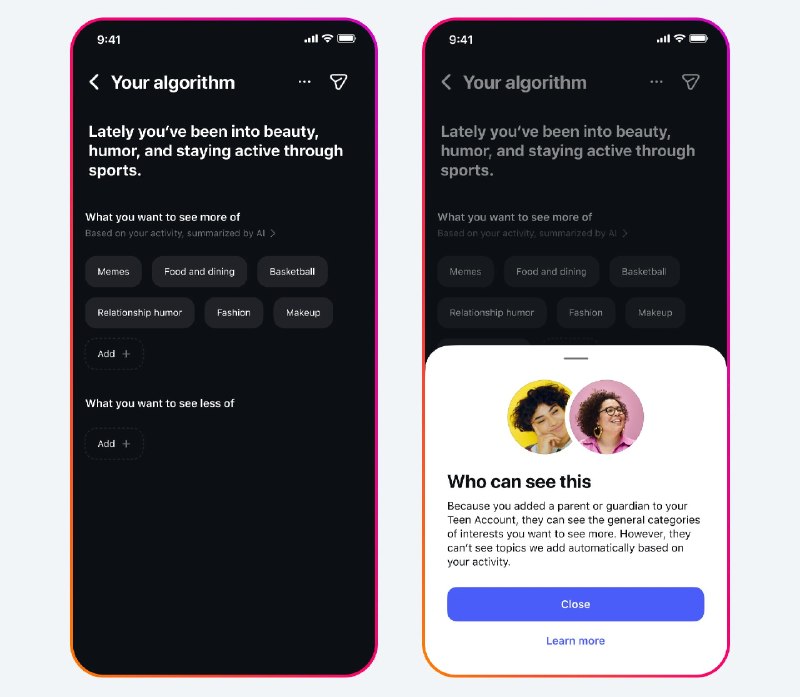 Meta 将会告知家长，他们孩子的 Instagram 算法中新增了新的兴趣内容Meta 也在将所有应用的家长控制功能统一迁移到 Family Center 的中央平台