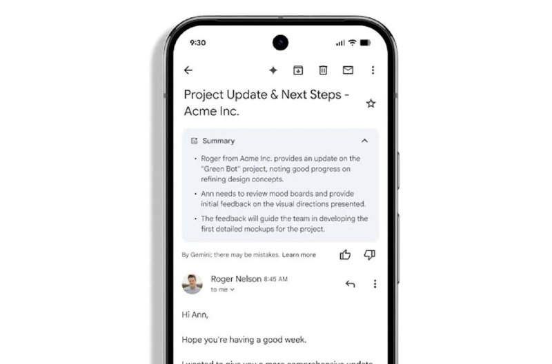 Gmail 的 AI 摘要现在会自动显示Google Workspace 用户将看到 Gemini 在总结电子邮件方面所做的更多努力
