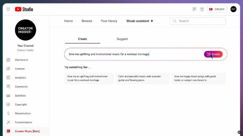 YouTube 新 AI 工具，可为视频生成免费的背景音乐音乐助手正在向有 Creator Music 测试版权限的用户推出