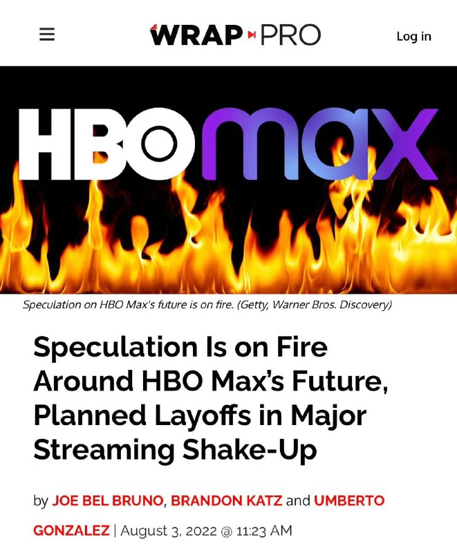 #HBOMax #Discover #重组TheWarp: HBO Max和Discovery+将进行结构重组，这一措施或将导致开发部门面临高达7成的裁员多名内部人士告诉TheWrap，他们预计华纳探索的首席执行官David Zaslav将在财报公布期间或不久后宣布对大型流媒体平台HBO Max和Discovery+进行重大重组