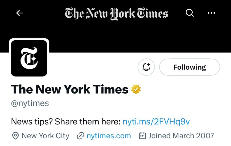 真香？纽约时报续订价值每月$1000的企业认证🗒 标签: #Twitte #NYT📢 频道: @GodlyNews1🤖 投稿: @Godlynewsbot