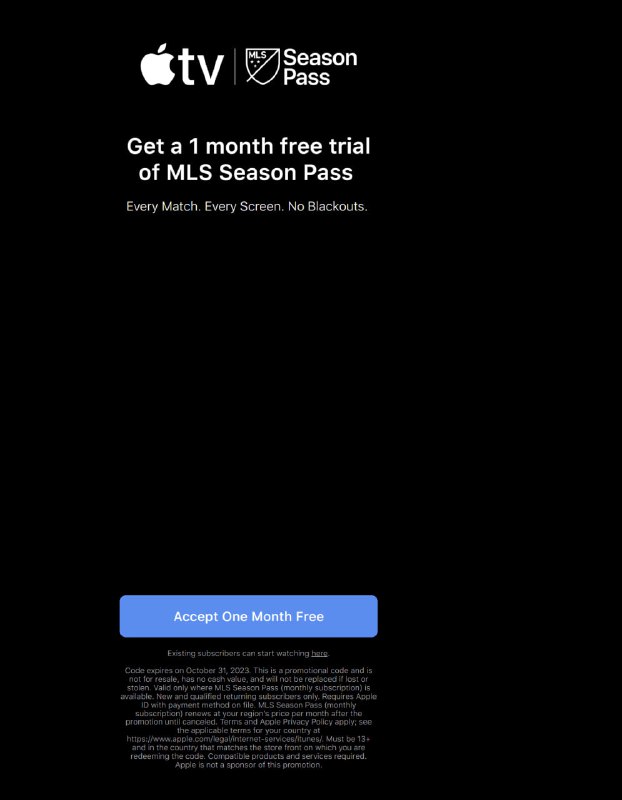 苹果正在提供免费试用一个月的 MLS 通行证代码 ，领取后自行在 AppStore 兑换即可❗️ 代码将于 2023 年 10 月 31 日到期，及时兑换❗️ 适用于新用户或以往订阅过现在处于非会员的用户（会员处于激活期，不可兑换）🗒 标签: #Apple #MLS📢 频道: @GodlyNews1🤖 投稿: @GodlyNewsBot