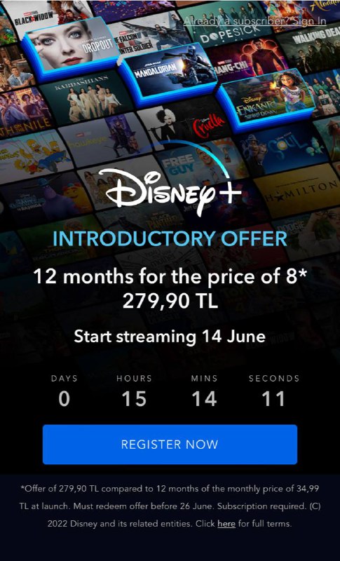 倒计时15小时，迪士尼土区明天下午3点正式上线！Disney土耳其开服优惠首年仅需279.90里拉!其他获取方法 图文教程🔗: Blog关注频道: @GodlyNews1投稿机器人: @GodlyNewsBot