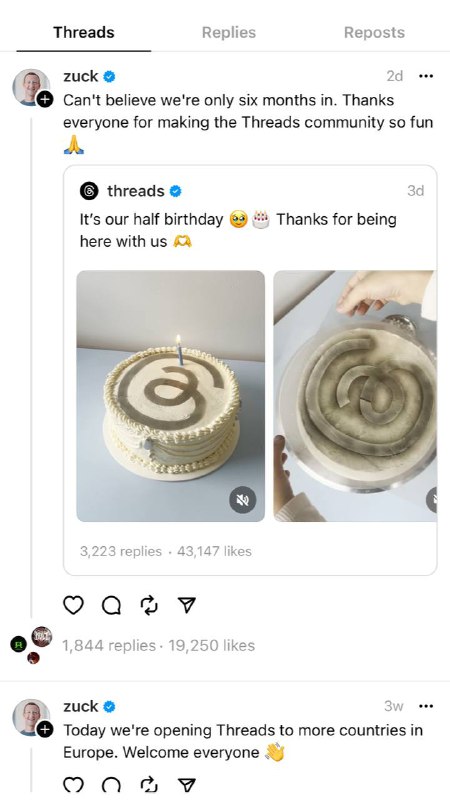 这就是推特杀手？注册后只关注了YouTube官方帐号，然后几个月没打开过Threads，今天一看首页连续10几条都是这种消息，这不就是个鸡窝吗😹小扎自己都不怎么用了，一开始还每星期发一次动态，现在大半个月都不见得发一条