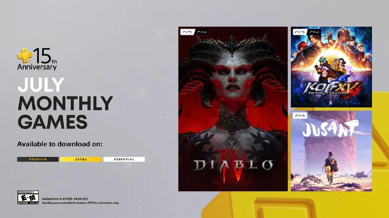 PS Plus 7月会免新增《暗黑破坏神 4》索尼互动娱乐公司在周三宣布，PlayStation Plus 的会员在 2025 年 7 月可以免费获得的包括《暗黑破坏神 4》、《拳皇 15》和《攀岩冒险》的游戏本体