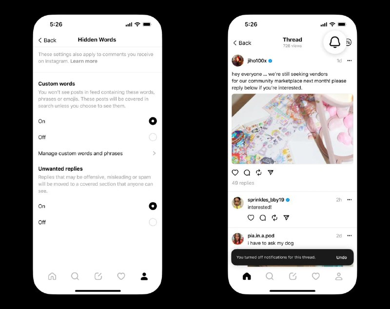 Threads将支持自动从您的信息流中过滤掉冒犯性词汇就像 Instagram 一样，Threads 现在将默认自动过滤掉可能具有攻击性的词语、短语或表情符号