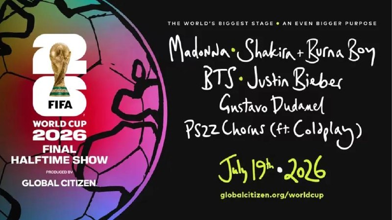 Justin Bieber将参加世界杯决赛中场秀，并担任联合表演嘉宾FIFA宣布，本次中场秀的表演嘉宾有Justin Bieber、BTS、麦当娜、夏奇拉、Burna Boy