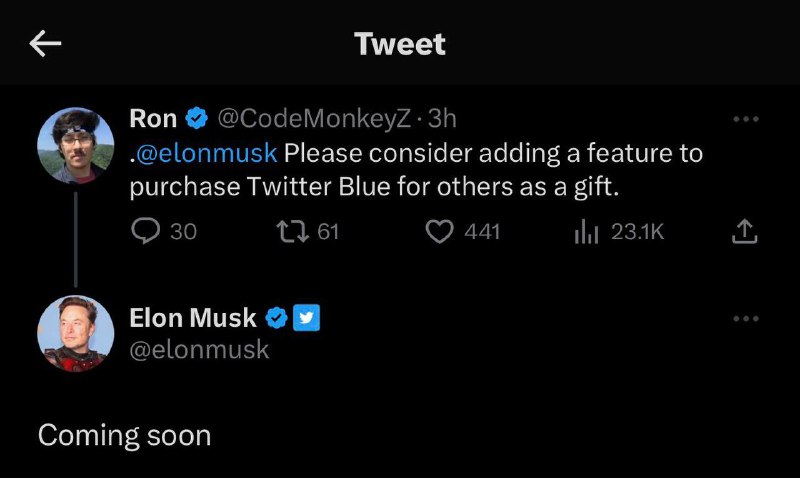 Twitter 将允许用户赠送 Twitter Blue 订阅🗒 标签: #Twitter #Blue 📢 频道: @GodlyNews1🤖 投稿: @GodlyNewsBot