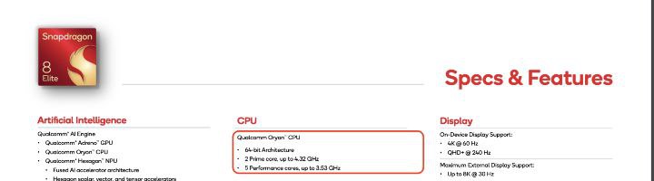 买手机请细查规格表，高通默默推出Snapdragon 8 Elite 七核版新版本的高通Snapdragon 8 Elite 型号为SM8750-3-AB，依旧拥有最高4.32GHz 的大核以及3.53GHz 的效能核心，但新版的Snapdragon 8 Elite 效能核心只有5 个，比起原本的6 组直接少了一个CPU 核心