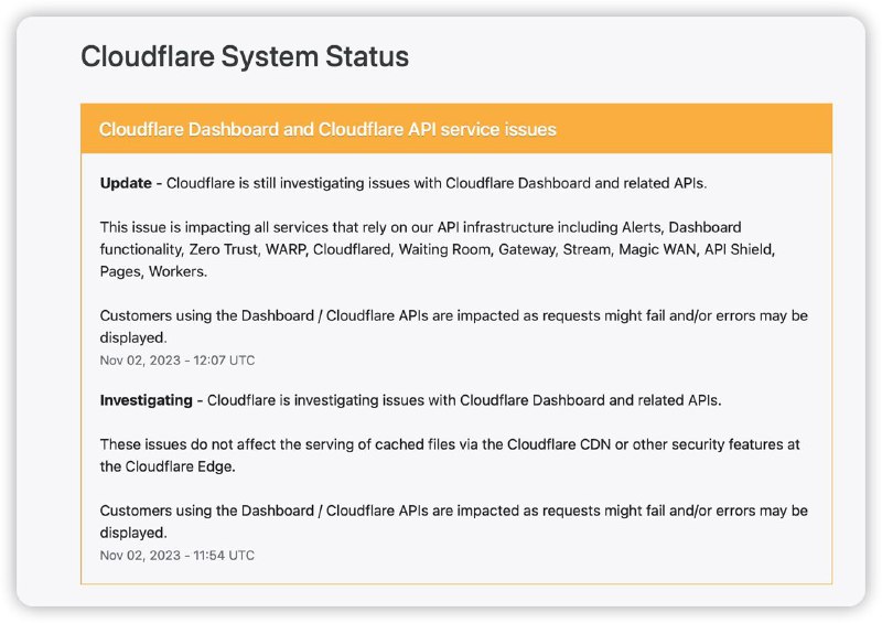 Cloudflare Dashboard 和 API 出现故障，目前暂时无法访问