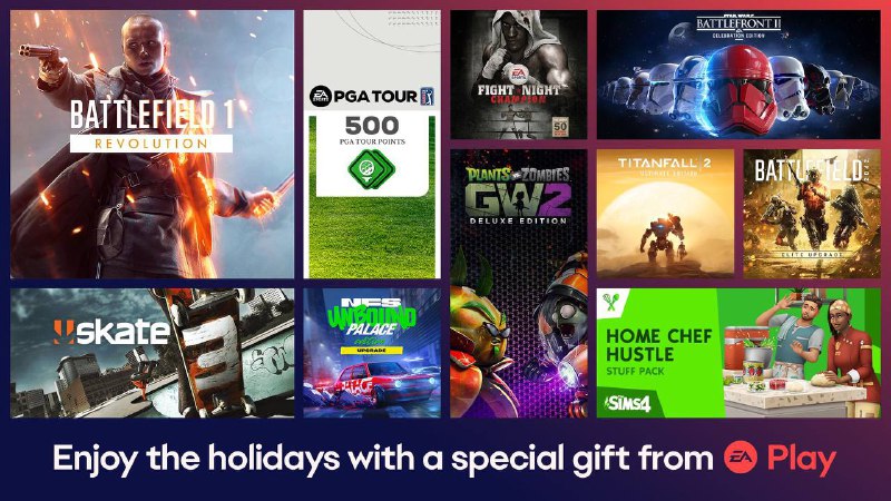 12 月 17 日至 26 日期间，Xbox Game Pass Ultimate 和 EA Play 订阅者将能够获得一些额外福利，包括《战地 革命》《泰坦陨落2》《星球大战 前线2 庆典版》《模拟人生4》等游戏赠品