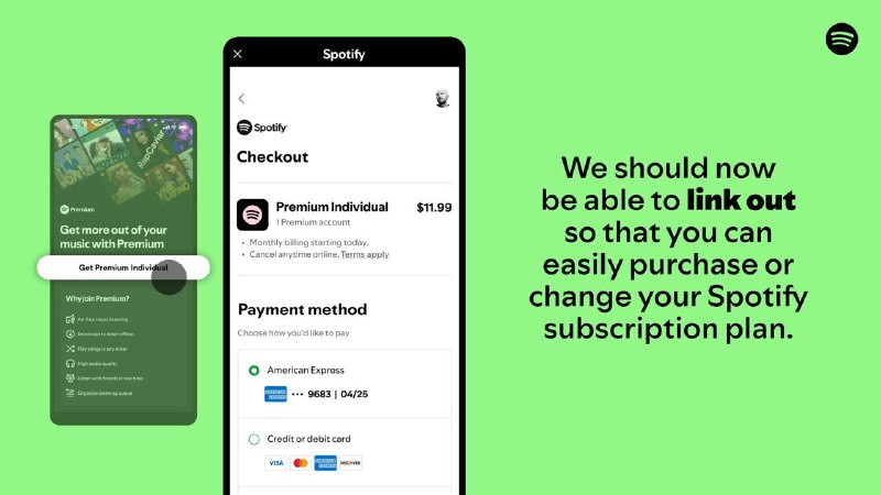 Spotify 已经准备好了一个应用程序来测试苹果的新规定这家流媒体公司在 Epic Games 诉苹果公司的重大裁决后，已经提交了 iOS 应用的更新根据一篇博文，Spotify 表示它已经提交了 iOS 应用的更新，此更新将让美国用户除了可以使用苹果的支付选项外，也可以使用其他支付方式
