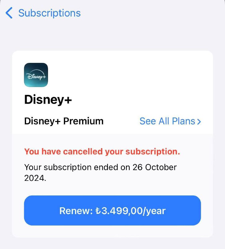 Disney+ 内购涨价，涨幅达112%土耳其价格从 1649 涨到了 3499，涨幅 1850 里拉，涨幅达112%Google 和iOS 内购均受影响，网页端暂未同步价格