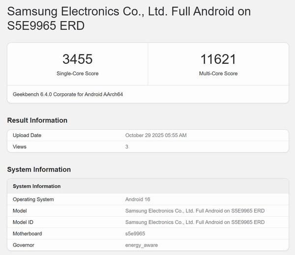全球首款2nm芯片 三星Exynos 2600跑分再创新高近日，三星Exynos 2600最新跑分曝光，Geekbench单核3455分，多核11621分，再创新高