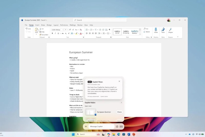 微软开始测试能够“看到”你的屏幕和应用程序的 Copilot Vision Copilot Vision 甚至会指导你如何使用像 Photoshop 这样的应用程序，并在屏幕上突出显示功能
