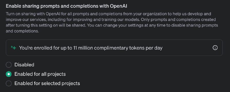 OpenAI 将数据换Token的计划延长至4月30日需要注意的是，并不是所有人都有资格参加该计划在 2024 年 12 月，我们启动了一个项目，参与的组织可以通过与 OpenAI 共享提示和完成内容，获得每天高达 1100 万个免费Token的奖励——其中 100 万个分配给 GPT-4o、o1 和 o1-preview，另外 1000 万个分配给 GPT-4o-mini、o1-mini 和 o3-mini