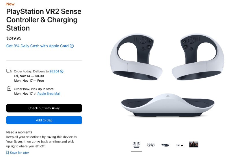 苹果商店开始销售用于 Apple Vision Pro 的 PlayStation VR2 感应控制器苹果宣布，visionOS 26支持索尼的PSVR2感应控制器，现在你可以从苹果的在线商店买到它