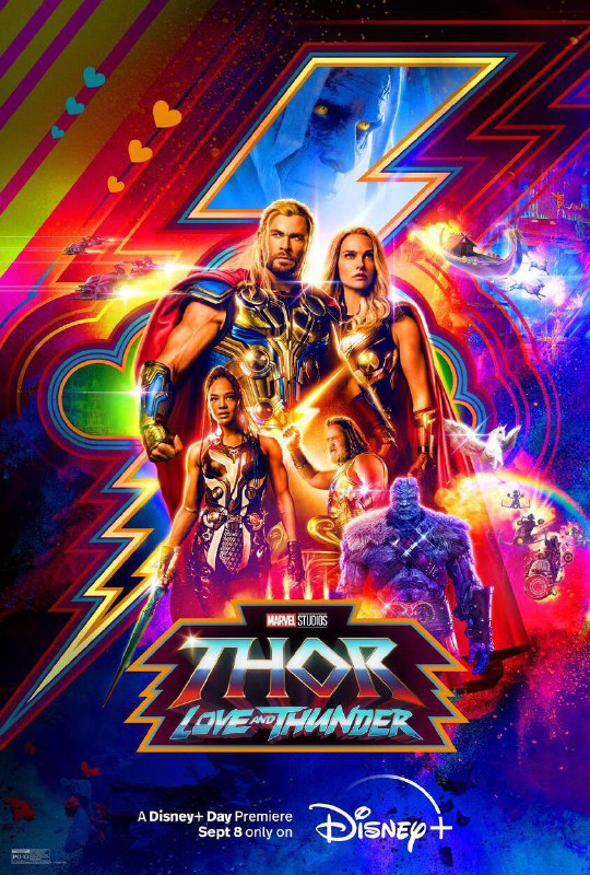 #Marvel #Disney #雷神 #流媒体漫威 宣布,《雷神4：爱与雷霆》将在 Disney+ 日全球首映，订阅者无需再付费该影片将于9月8日登陆 Disney+，这是Disney+ 日在流媒体上首映的几部作品之一