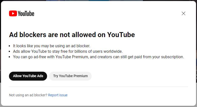 Reddit 一名用户发现，YouTube 正在尝试禁止广告拦截器🗒 标签: #YouTube #广告拦截📢 频道: @GodlyNews1🤖 投稿: @Godlynewsbot
