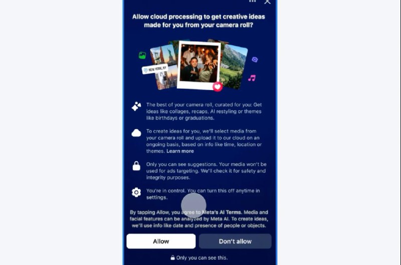 Facebook 推出可选功能：让 AI 查看你尚未上传的照片AI将使用这些照片为你提供编辑创意Meta 为美国和加拿大的 Facebook 用户推出了一项可选择开启的 AI 功能，声称可以让他们的照片和视频更具“分享价值”