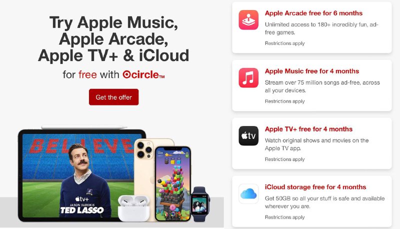 #AppleTarget 领取多项美区Apple服务#Update活动继续，领取规则由新老会员均能领取改为仅限Target新会员