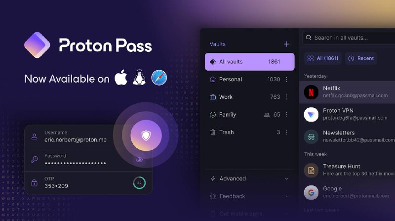 Proton Pass新增支持Linux, macOS, 以及 Safari 浏览器扩展🗒 标签: #Proton 📢 频道: @GodlyNews1🤖 投稿: @GodlyNewsBot