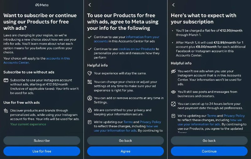 无广告的Instagram和Facebook已经来了，而且价格不菲Meta正在开始提示用户注册付费的“无广告”版本的Facebook和Instagram，该版本将在欧洲推出