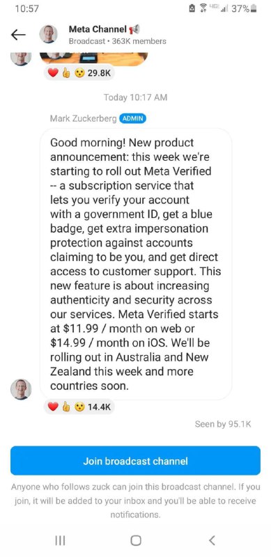 向 Twitter 学习？Meta 在 Instagram 和 Facebook 上测试每月 12 美元的付费验证，iOS 因含税为$14.99“Meta Verified”将为您提供一个蓝色徽章以及其他的一些权益，包括提高可见性、防止冒充、优先客户支持等
