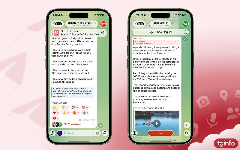 Telegram更新，进一步优化Liquid Glass效果- 支持为长消息提供摘要生成此类摘要使用的是基于去中心化网络 Cocoon 的开源模型