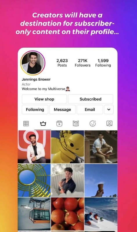 #Instagram  #订阅Instagram 推出订阅功能为了与TikTok 竞争，Instagram 推出了订阅功能，其与YouTube 频道会员类似，订阅后可查看作者发布的专属内容
