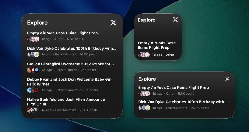 𝕏正式推出了iOS小组件，距离其首次预告已过去5年五年前，在WWDC20上，Twitter的主屏幕小部件曾在iOS 14的发布视频中被展示（图4），但一直没有被实现