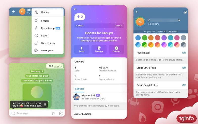 Telegram 将推出群组助力，群内成员可享Premium 部分权益👥 与频道类似的功能：• 可为群组助力• 群组故事• 通过 Telegram Premium 赠品活动获取助力• 群组外观👥 群组限定功能：• 访问自定义表情符号管理员将能够为群组设置表情符号包