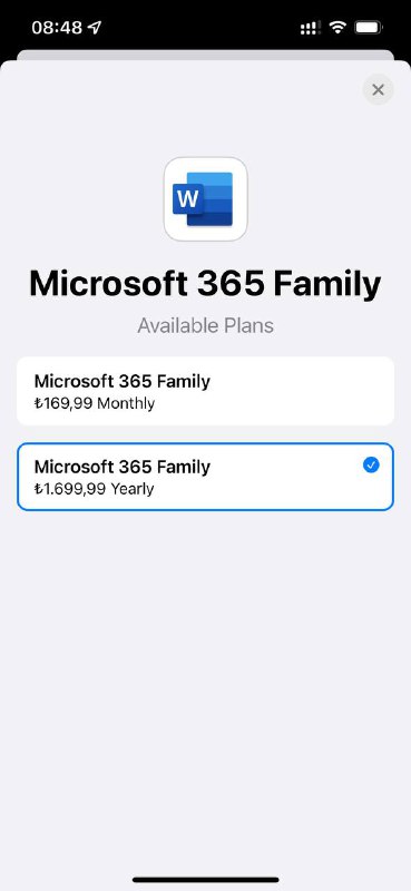 #投稿 #Microsoft土区AppStore Microsoft 365家庭组已涨价至1699.99TL/Yearly 原价279.99TL，已经订阅的用户不受影响，新用户只能通过淘宝购买激活码享受低价了