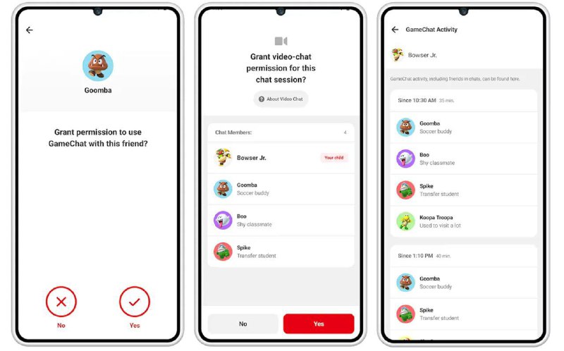 任天堂家长控制中心新增「限制儿童使用GameChat」功能家长可以限制16岁以下的玩家仅与家长批准的朋友使用GameChat