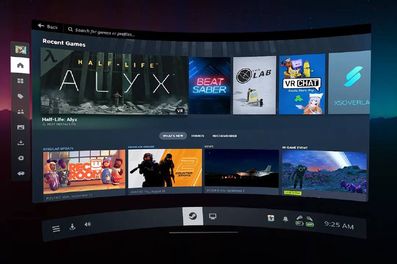 Valve 正式发布 SteamVR 2.0- 目前Steam和Steam Deck的大部分功能现在已经成为SteamVR的一部分- 更新的键盘支持双光标输入、新语言、表情符号和主题- Steam聊天和语音聊天的整合- 改进的商店将新发布和热门的虚拟现实游戏摆在最显眼的位置- 轻松查看Steam通知这次更新没有任何新硬件的宣布——据传，Valve正在研发某种新的VR头盔，尽管它的形式尚不清楚