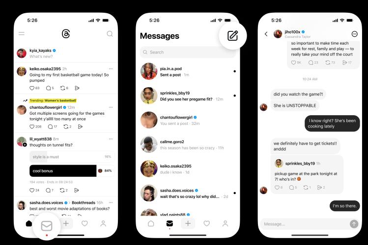 Threads 新增私信功能目前，你只能通过 Threads 向你的粉丝或者与你有共同关注的 Instagram 好友发送私信