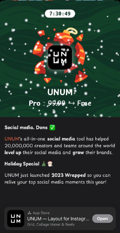 UNUM 内购限免: $99.99 -> 免费